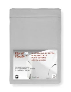 Lenzuolo Sopra in Flanella Senza Angoli Grigio - Puro Cotone Morbido | Made in Italy | Per Materassi Maxi e Fuori Misura