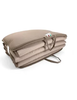 Materassino Pieghevole per Lettino Mare, Sdraio, Piscina, Double Face 52x200 e spessore 2 cm, con maniglie, colore Beige/Tortora