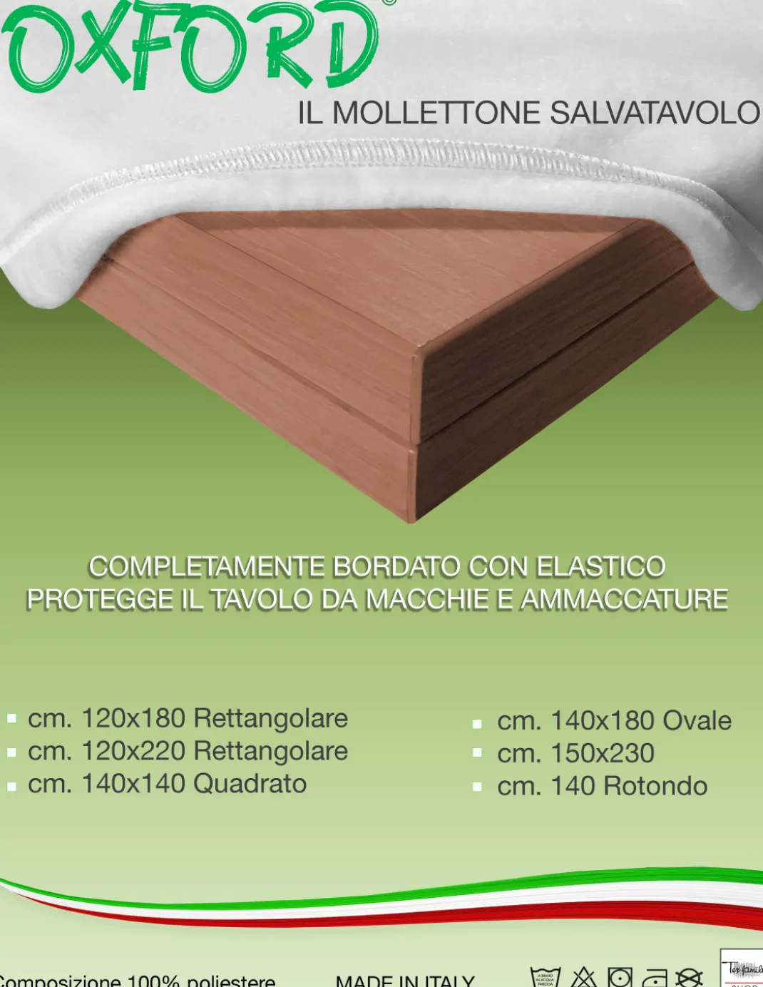 MOLLETTONE Salvatavolo OXFORD sottotovaglia PROTEGGI TAVOLO Bianco