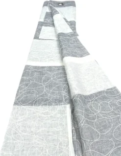 Nettuno Ricamata a Righe 140x300 cm Grigio con Lurex - Stile Moderno - Poliestere Semitrasparente con Anelli​