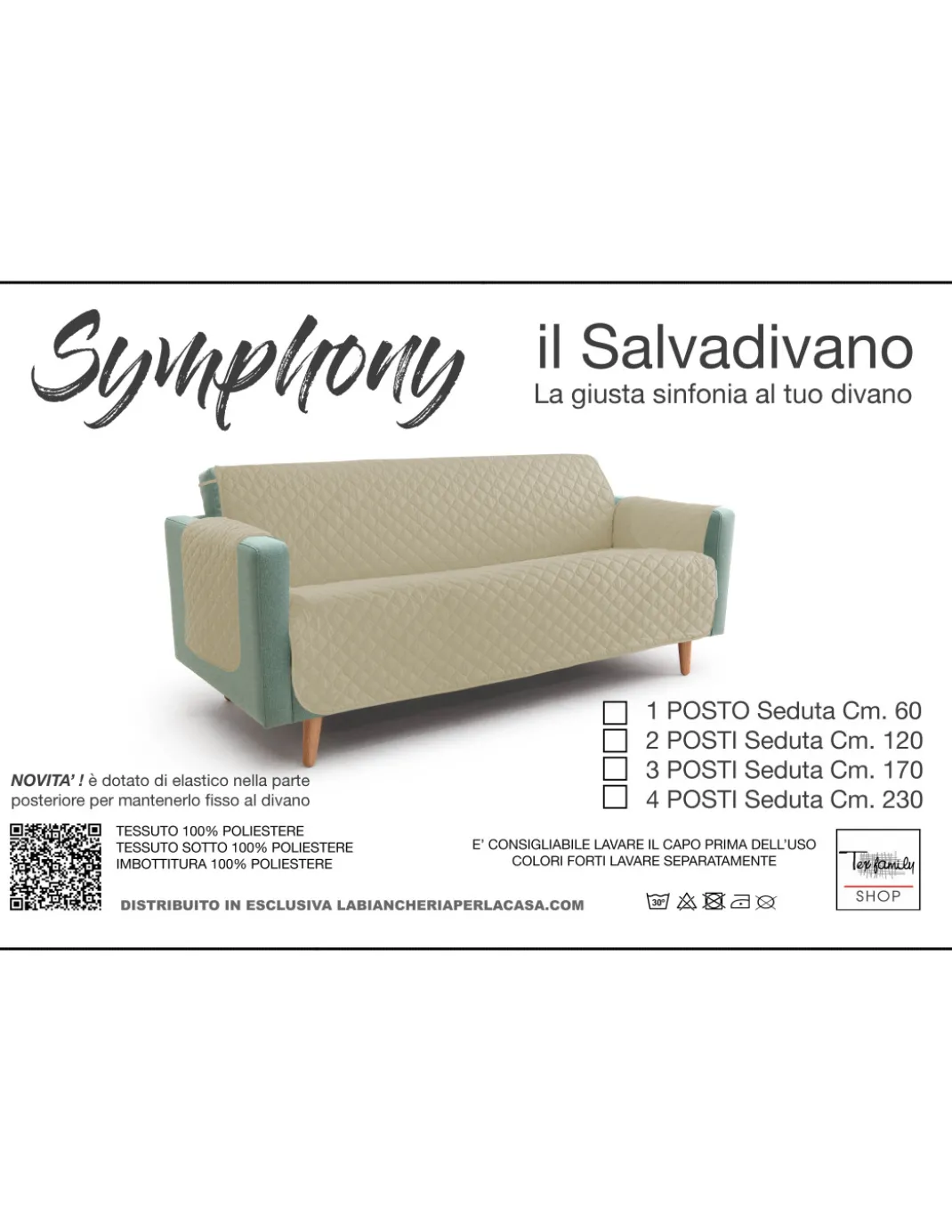 NUOVO COPRIDIVANO BG SALVADIVANO SYMPHONY TRAPUNTATO BEIGE