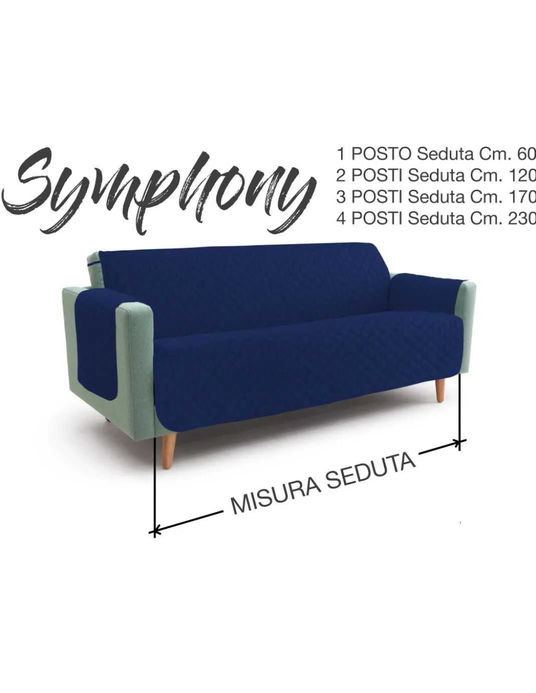 NUOVO COPRIDIVANO BL SALVADIVANO SYMPHONY TRAPUNTATO BLU