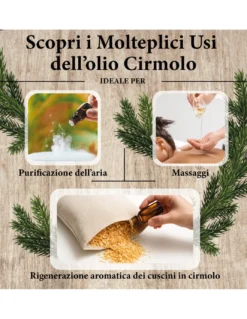 Olio Essenziale di Cirmolo Dolomiti – Pino Cembro Naturale per Aromaterapia, Diffusori e Cuscini in Cirmolo – Made in Italy