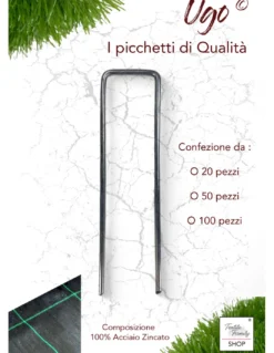 Picchetti da Giardino UGO Multiuso in Acciaio Zincato a Forma di U per Prato Sintetico e telo pacciamatura