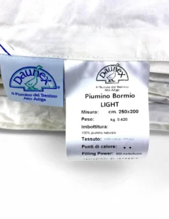 Piumino BORMIO Light by Daunex - Mezza Stagione, 100% Piumino Oca, Cotone Bianco, Filling Power 650, Made in Italy