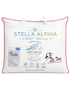 Piumino d’Oca Estivo Matrimoniale Tex Tirol Stella Alpina Light 100 GSM, 100% Piumino Extra Fine, Cotone 100%, 2** Light