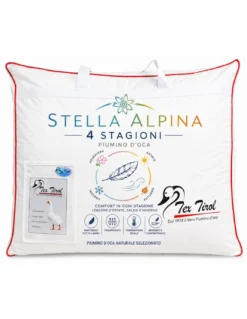 Piumino d’Oca 4 Stagioni Matrimoniale 250x200 Tex Tirol Stella Alpina, 2 Strati 300+100 GSM, 100% Piumino