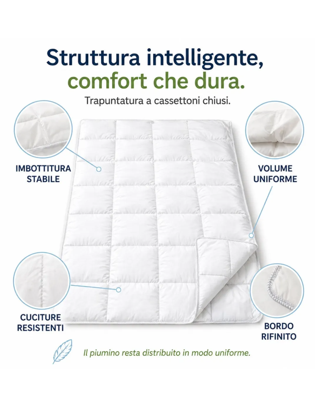 Piumino d’Oca Tex Tirol Stella Alpina Medium 200 GSM, 100% Piumino Extra Fine, Cotone 100%, 3*** Medium
