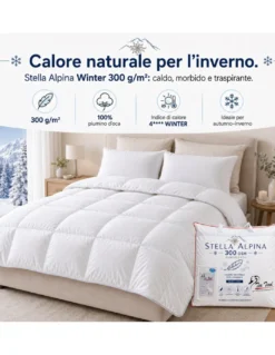 Piumino d’Oca Tex Tirol Stella Alpina Winter 300 GSM, 100% Piumino Extra Fine, Cotone 100%, 4**** Winter