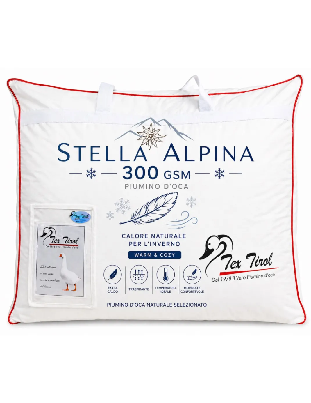 Piumino d’Oca Tex Tirol Stella Alpina Winter 300 GSM, 100% Piumino Extra Fine, Cotone 100%, 4**** Winter