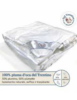 Piumino d’Oca Trentino, Piumone Invernale, 100% Piuma d’Oca Naturale, Imbottitura 360 g/mq, Certificato OEKO-TEX