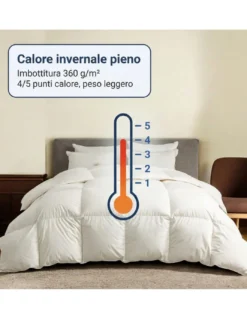 Piumino d’Oca Trentino, Piumone Invernale, 100% Piuma d’Oca Naturale, Imbottitura 360 g/mq, Certificato OEKO-TEX