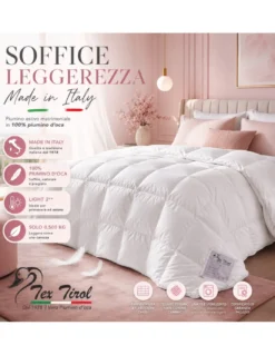 Piumino Estivo Matrimoniale Tex Tirol Vipiteno Light 100% Piumino d’Oca, Made in Italy 250x200 cm