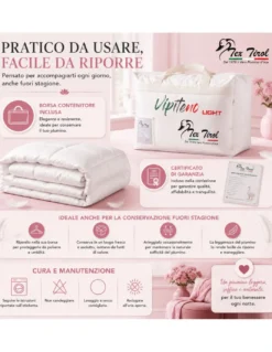 Piumino Estivo Matrimoniale Tex Tirol Vipiteno Light 100% Piumino d’Oca, Made in Italy 250x200 cm