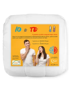 PIUMINO in morbida microfibra 4 STAGIONI IO e TE © ideale per LUI e LEI triplo strato matrimoniale DUE PIAZZE cm. 250x200