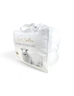 Piumino Invernale in pura Lana 100% Naturale, Wool Emotion, Rivestimento in Cotone Bianco Morbido, Profilo Argentato, 500gsm