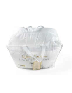 Piumino Invernale in pura Lana 100% Naturale, Wool Emotion, Rivestimento in Cotone Bianco Morbido, Profilo Argentato, 500gsm