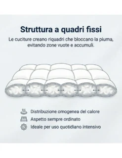Piumino Notte Imperiale - 100% Piumino d'Oca Vergine Classe 1, Quadri Fissi, Batista 70, DOWNPASS, Made in Austria