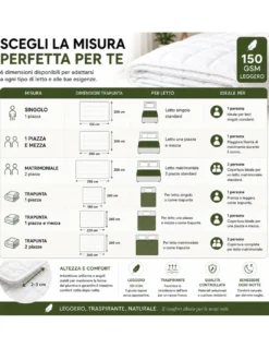 Piumino Oca Estivo Bicolore Stream Light 150 GSM, 80% Piuma, Leggero Double Face
