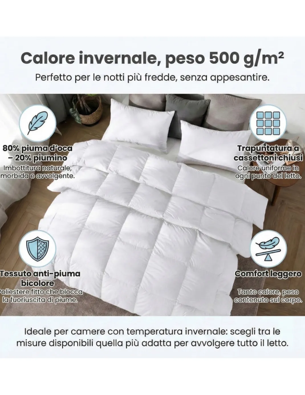PIUMINO OCA Stream 500 GR. 80% PIUMA OCA 20% PIUMINO OCA Bianco