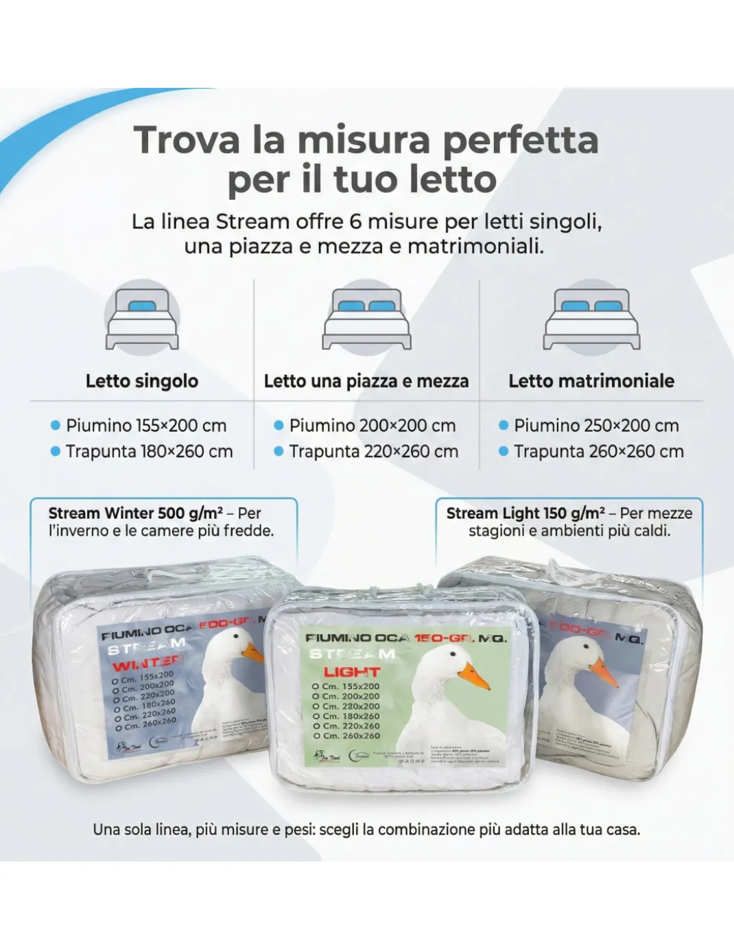 PIUMINO OCA Stream 500 GR. 80% PIUMA OCA 20% PIUMINO OCA Bianco