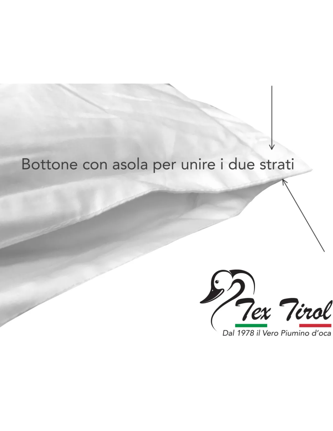 PIUMINO OCA TEX TIROL © DOLOMITI 4 Stagioni 50% PIUMINO OCA / 50% PIUMA OCA matrimoniale Cm. 250X200