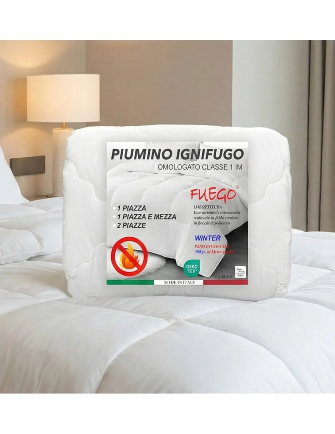 Piumino SINTETICO INVERNALE IGNIFUGO Fuego Antifiamma Made in Italy OMOLOGATO