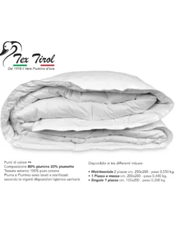 PIUMINO TEX TIROL © MOLVENO LIGHT 80 PIUMINO OCA / 20 PIUMETTE OCA LEGGERO ESTIVO