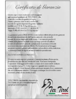 PIUMINO tex tirol © STELLA ALPINA da LETTINO estivo 100% PIUMINO OCA 100 gsm cm. 100 x 135 leggero
