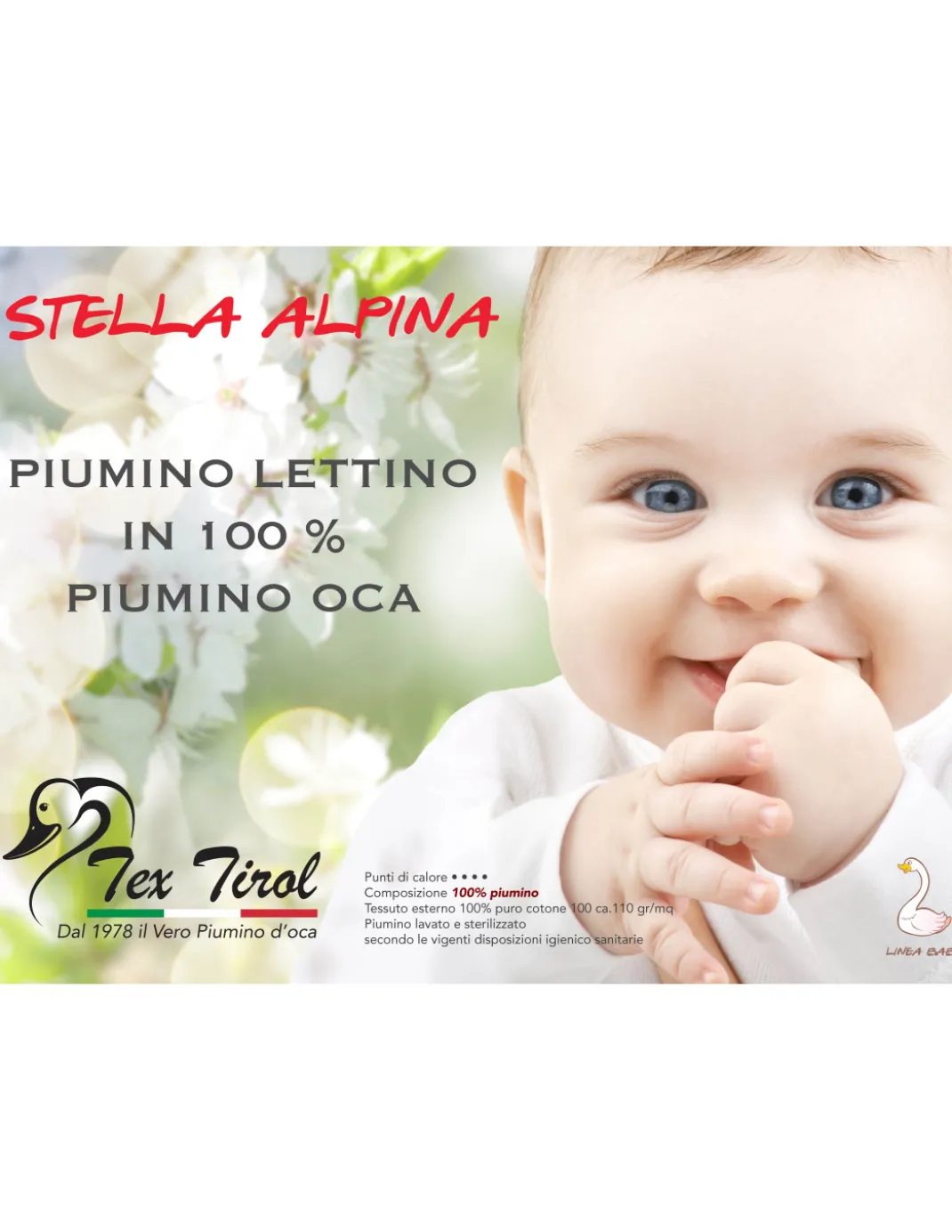 PIUMINO tex tirol © STELLA ALPINA da LETTINO 100% PIUMINO OCA 300 gsm cm. 100 x 135