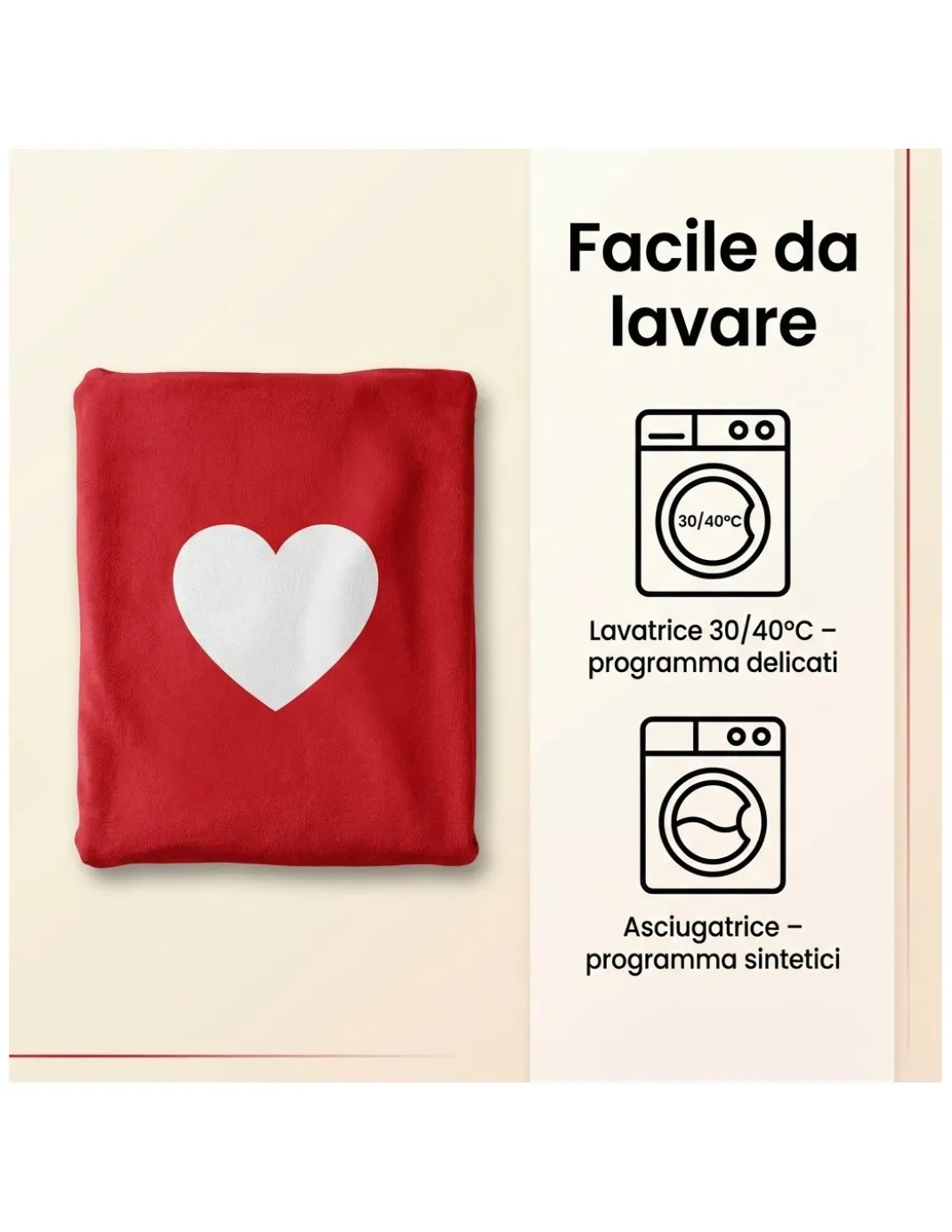 Plaid Caldo Felicità 130x160 cm - Flannel Pelliccia Rasata Rosso con Cuori, Idea Regalo San Valentino