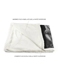 PLAID coperta IN PILE SHERPA fantasy HD LUPO bianco