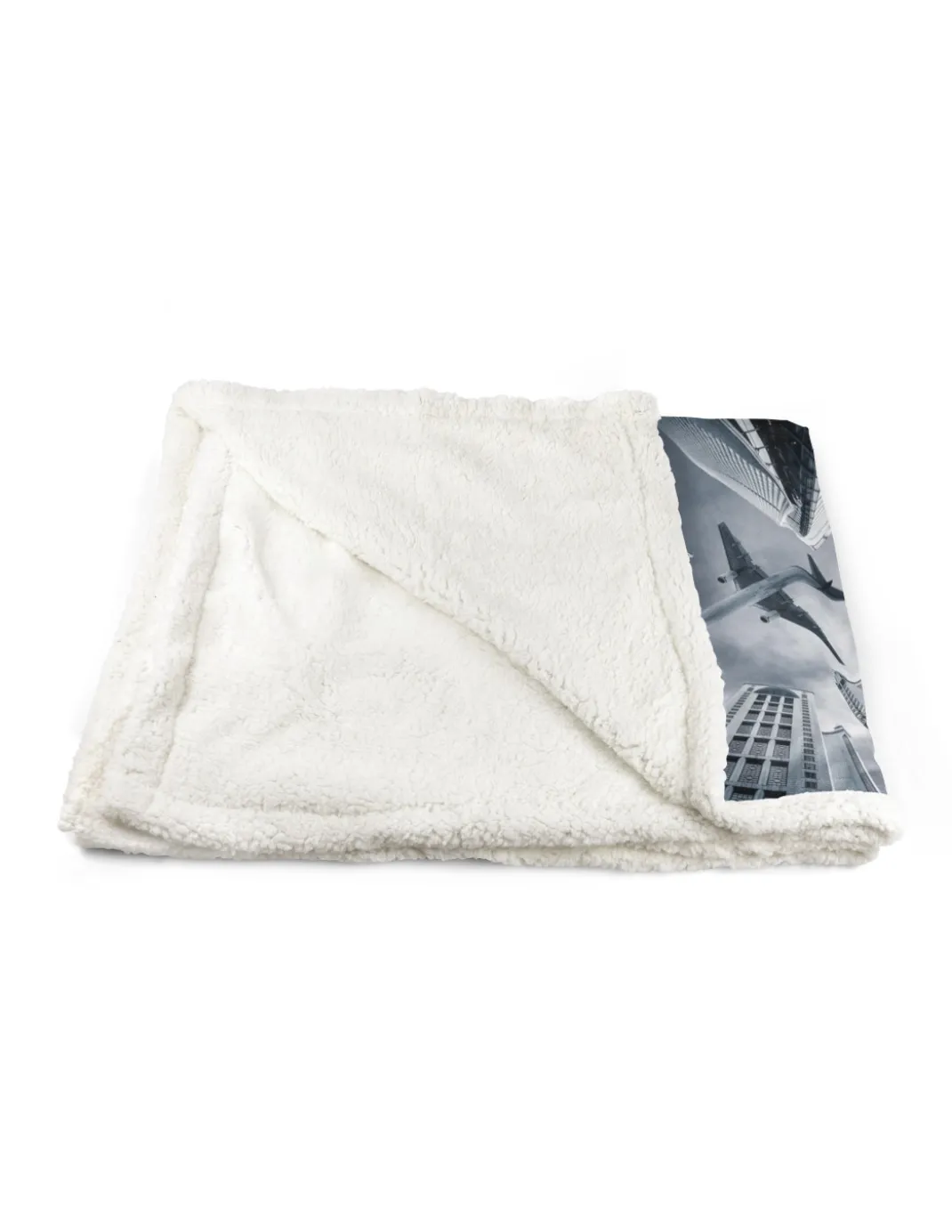 PLAID coperta IN PILE SHERPA fantasy HD AEREO grattacieli