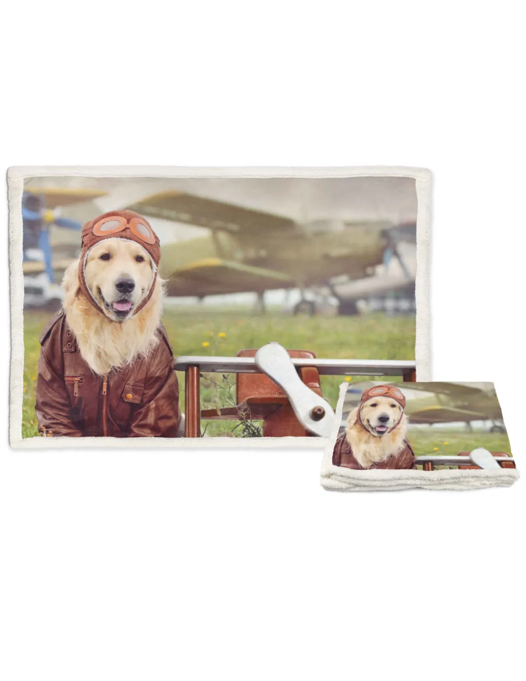 PLAID coperta IN PILE SHERPA fantasy HD CANE labrador AVIATORE