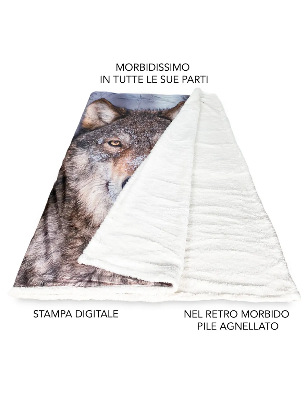 PLAID coperta IN PILE SHERPA fantasy HD LUPO