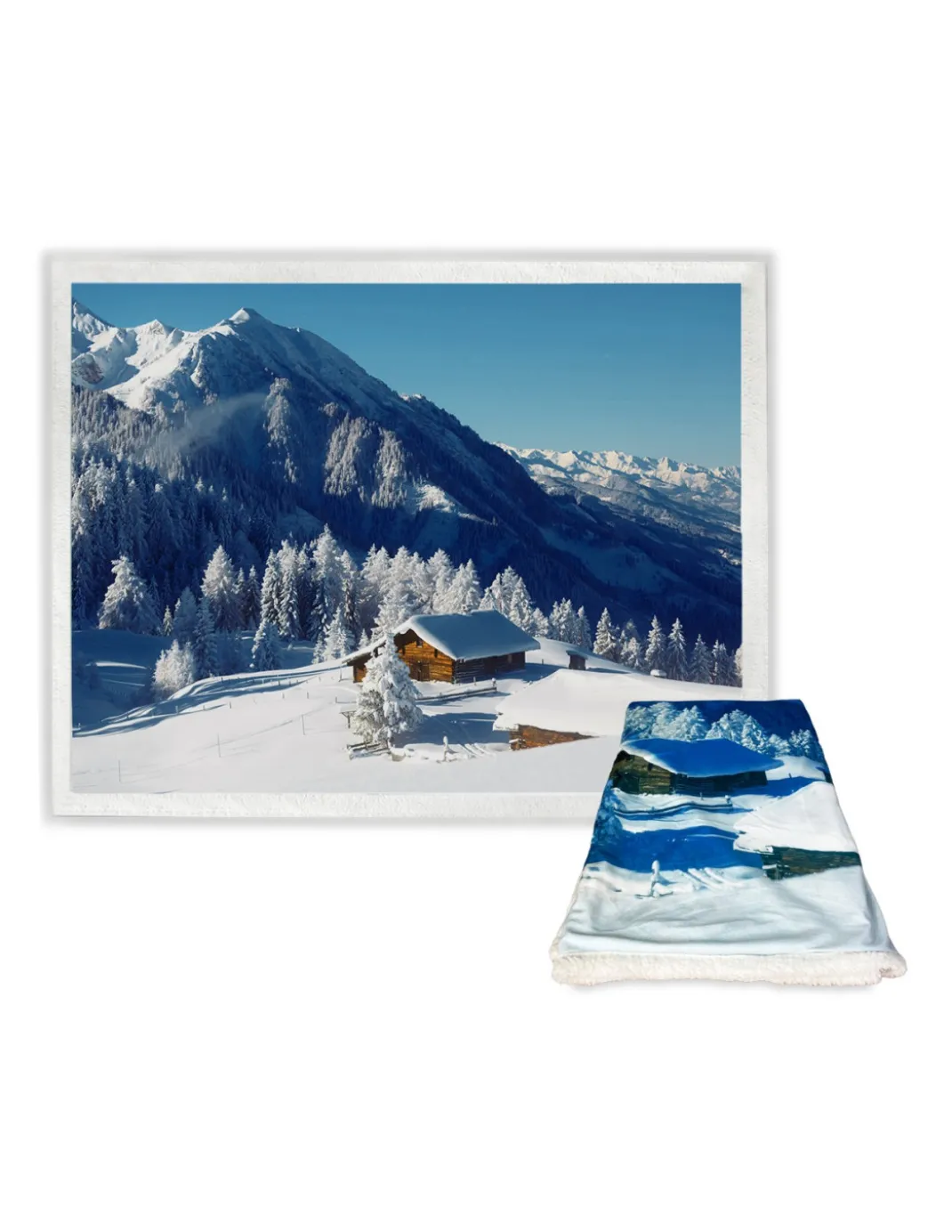 PLAID coperta IN PILE SHERPA fantasy HD BAITA neve