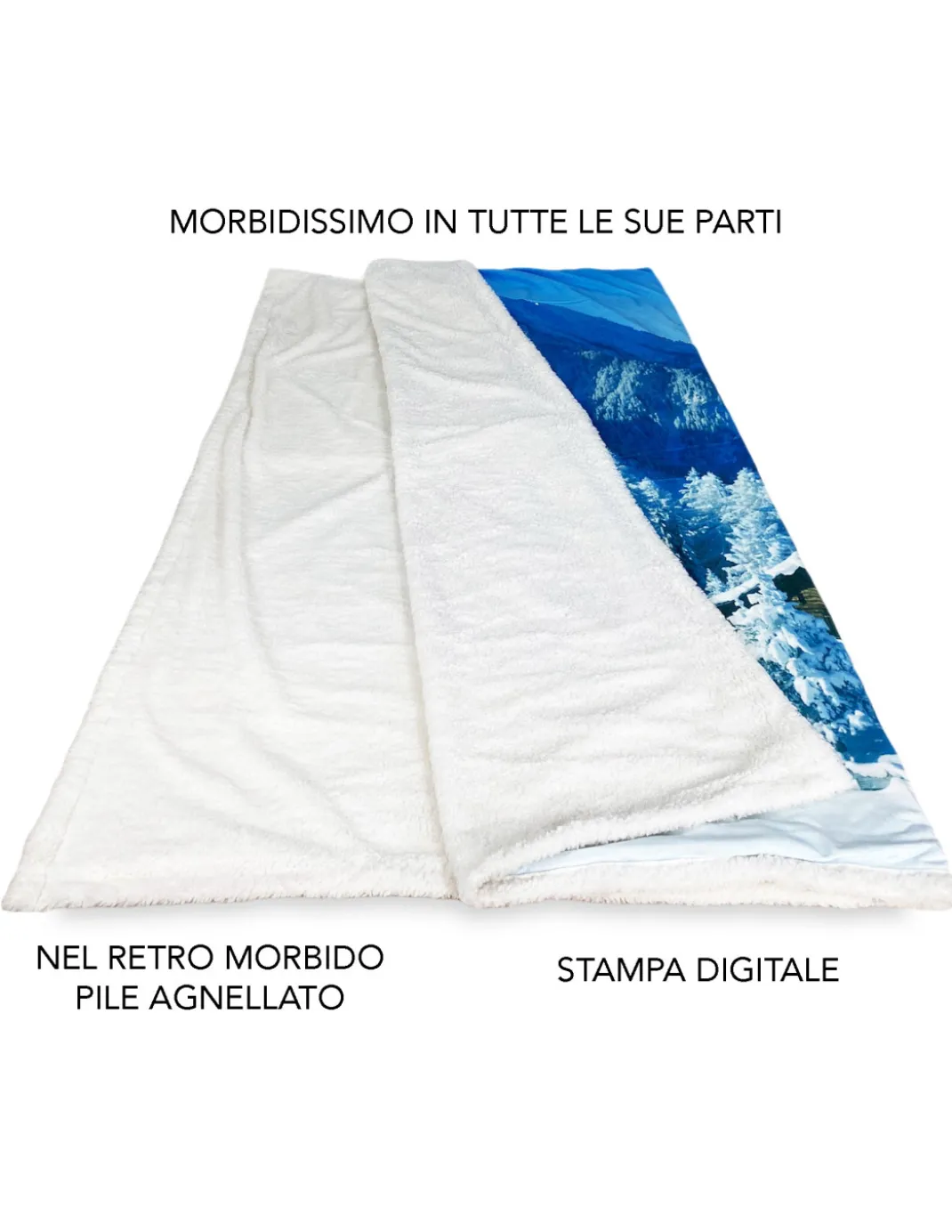 PLAID coperta IN PILE SHERPA fantasy HD BAITA neve