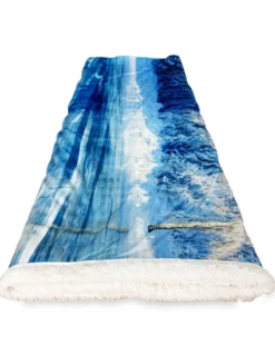 PLAID coperta IN PILE SHERPA fantasy HD LAGO ghiacciato