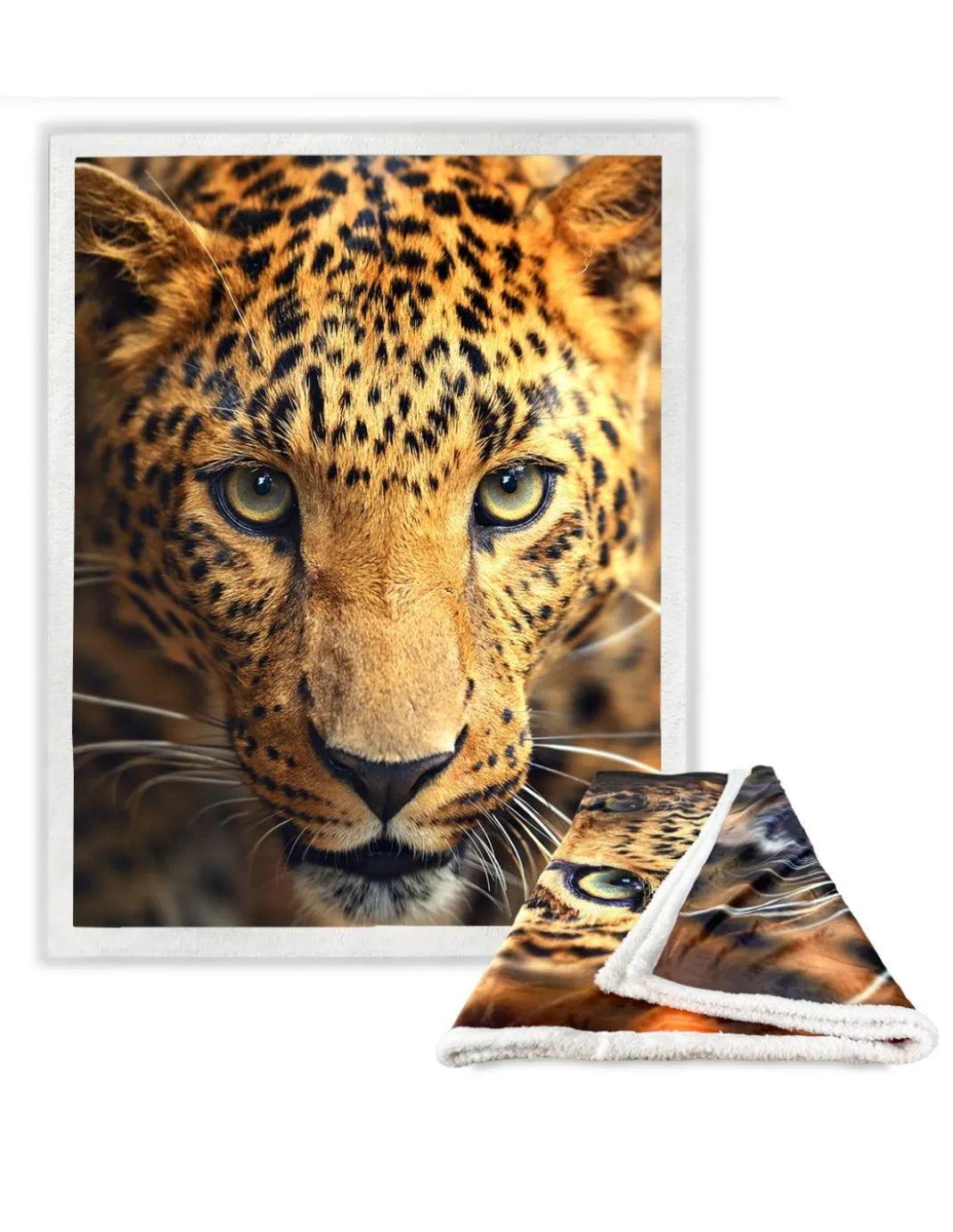 PLAID coperta IN PILE SHERPA fantasy HD LEOPARDO leopardato