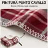 Plaid Coperta Scozzese Matrimoniale 210x230 Bianco Bordeaux con Sherpa, 100% Poliestere, Copriletto Divano