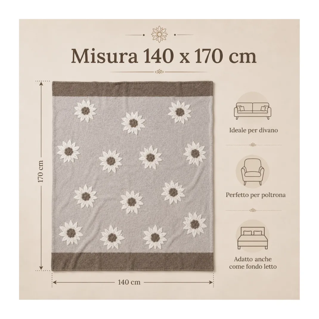 Plaid Effetto Lana Cotta Jacquard 140x170 cm Stella Alpina, 100% Poliestere