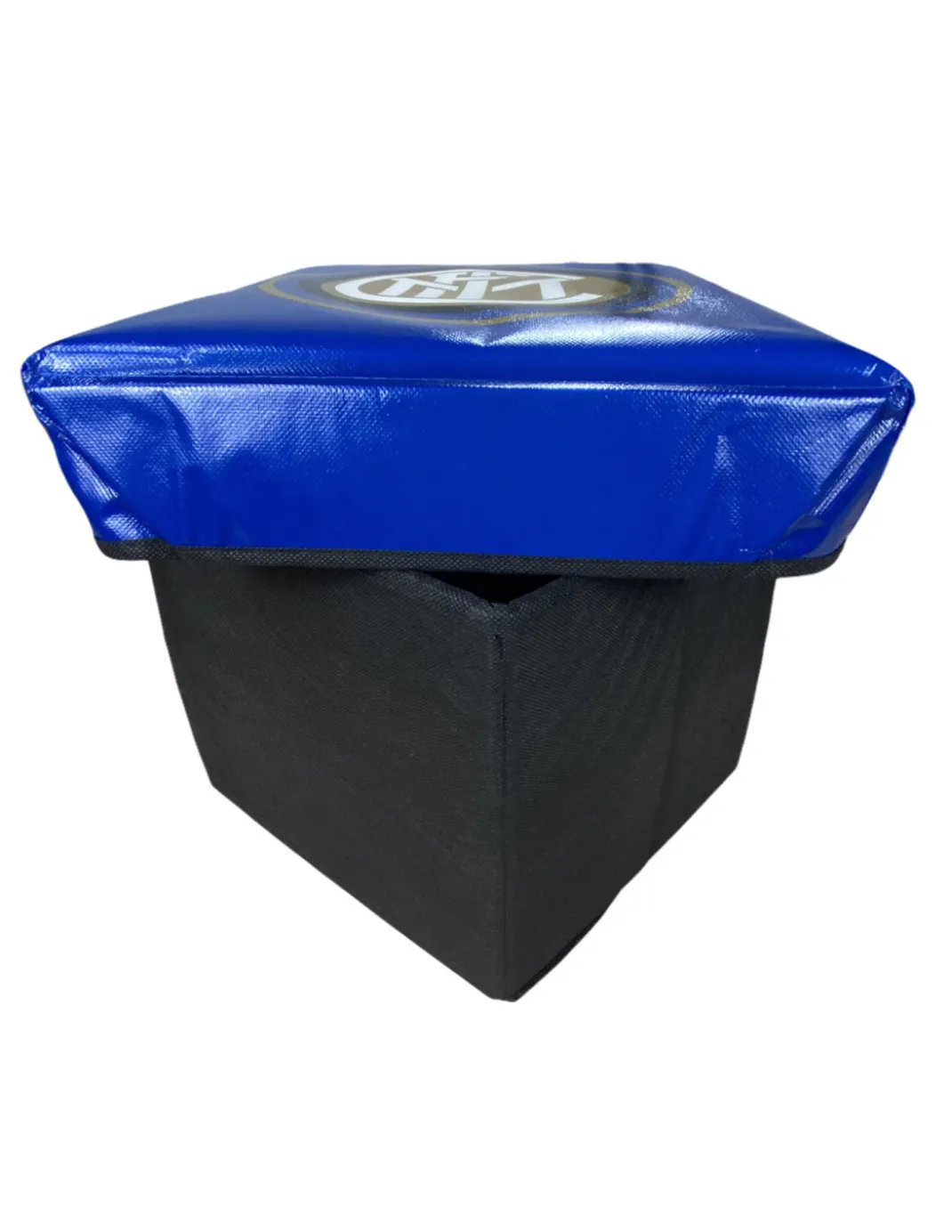 Pouf Contenitore poggiapiedi Inter F.C. Ufficiale Nero Azzurro con Spugna Rubby©