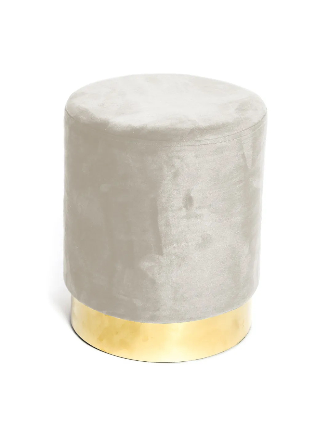 POUF Poggiapiedi Cilindro VELVET in Velluto Unito Beige