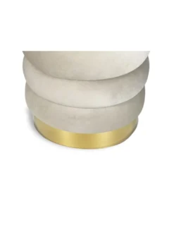 POUF Poggiapiedi Cilindro VELVET Trapuntato in Velluto Unito Beige