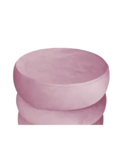 POUF Poggiapiedi Cilindro VELVET Trapuntato in Velluto Unito Rosa