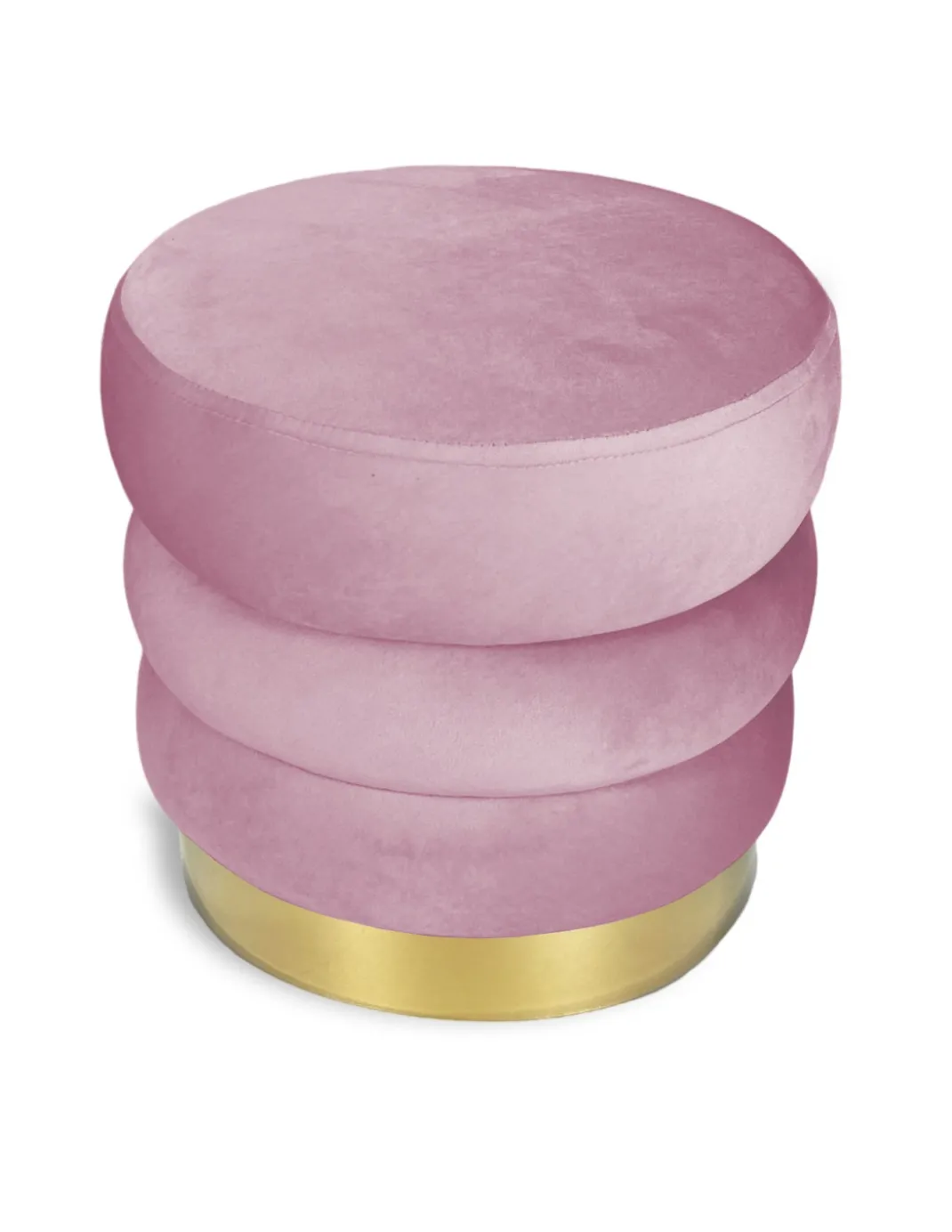 POUF Poggiapiedi Cilindro VELVET Trapuntato in Velluto Unito Rosa