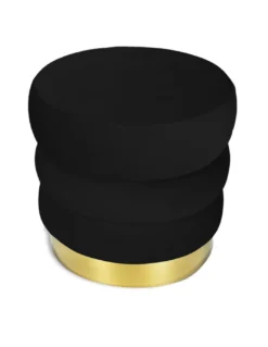 POUF Poggiapiedi Cilindro VELVET Trapuntato in Velluto Unito Nero