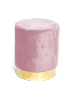 POUF Poggiapiedi Cilindro VELVET in Velluto Unito Rosa