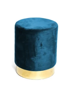 POUF Poggiapiedi Cilindro VELVET in Velluto Unito Blu