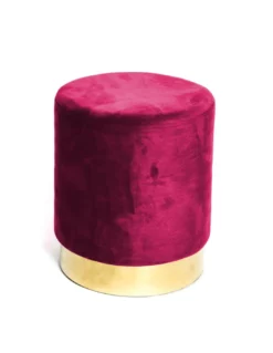 POUF Poggiapiedi Cilindro VELVET in Velluto Unito Bordeaux